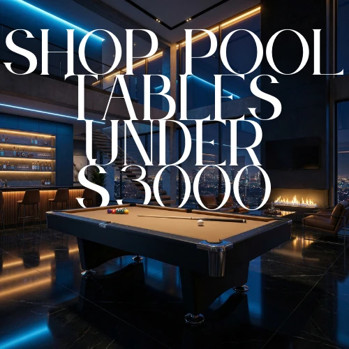 Pool table in a blue lighted gameroom